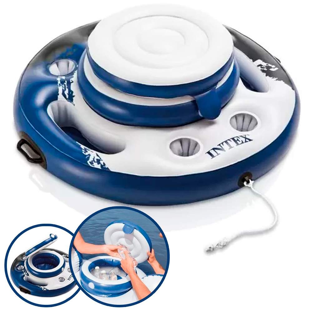 Bar Cooler Flutuante 15 Litros para 24 latas e 5 Porta Copos Laterais INTEX