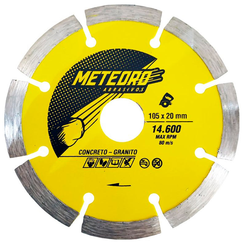 Disco Diamantado 4.3/8 POL 105 MM Furo 20 MM Segmentado METEORO NORTON