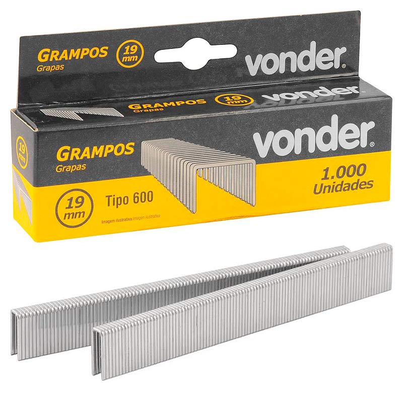 Grampo para Grampeador Pinador 19MM GPE 916 com 1000 Peças VONDER