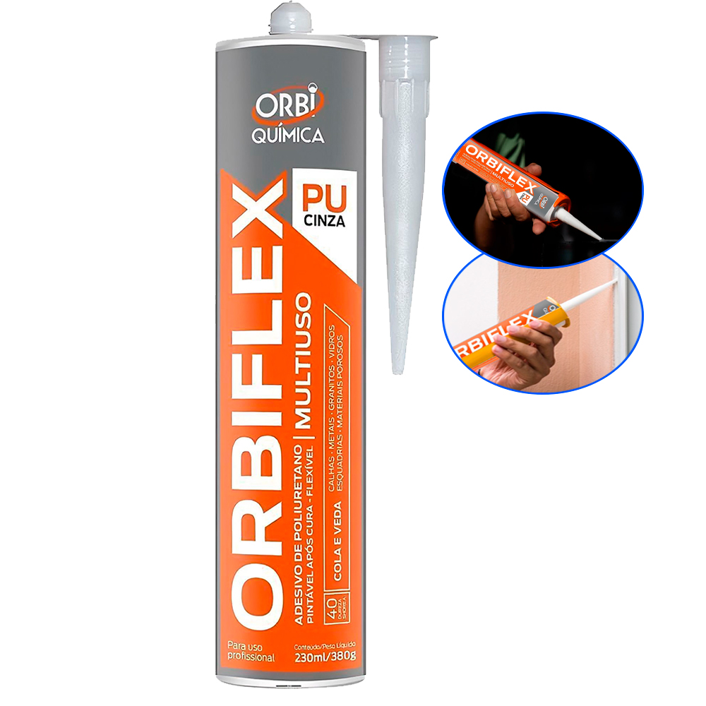 Adesivo Silicone PU Selante 230 ML Cinza 16670 ORBIFLEX