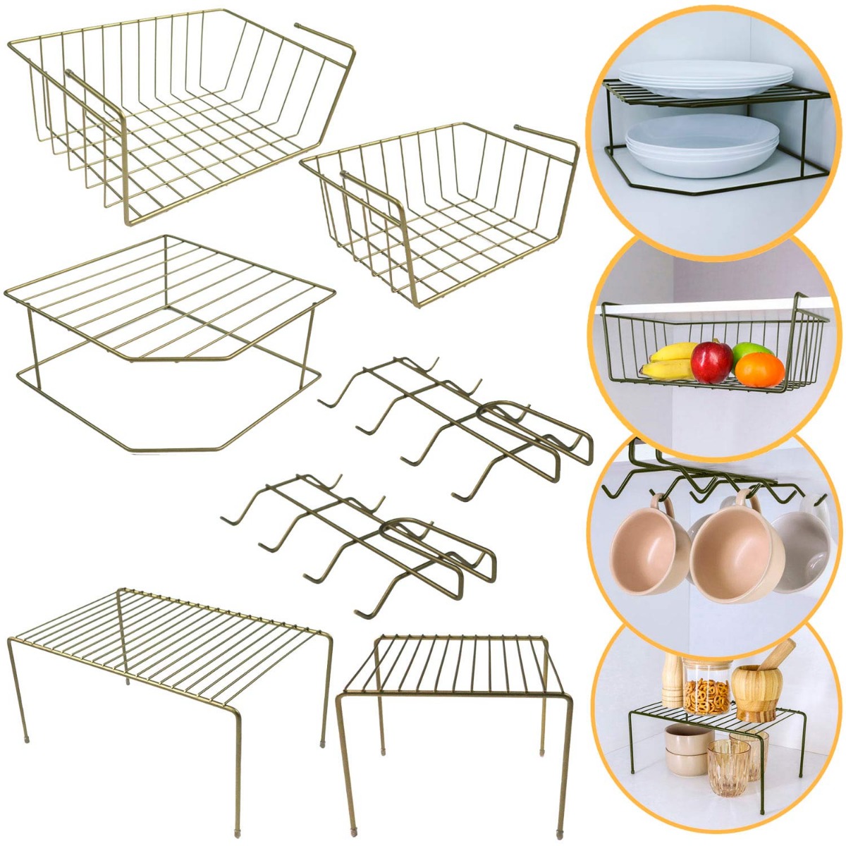 Kit Organizador para Armário com 7 Peças Viena Verde Oliva | 02 BEL