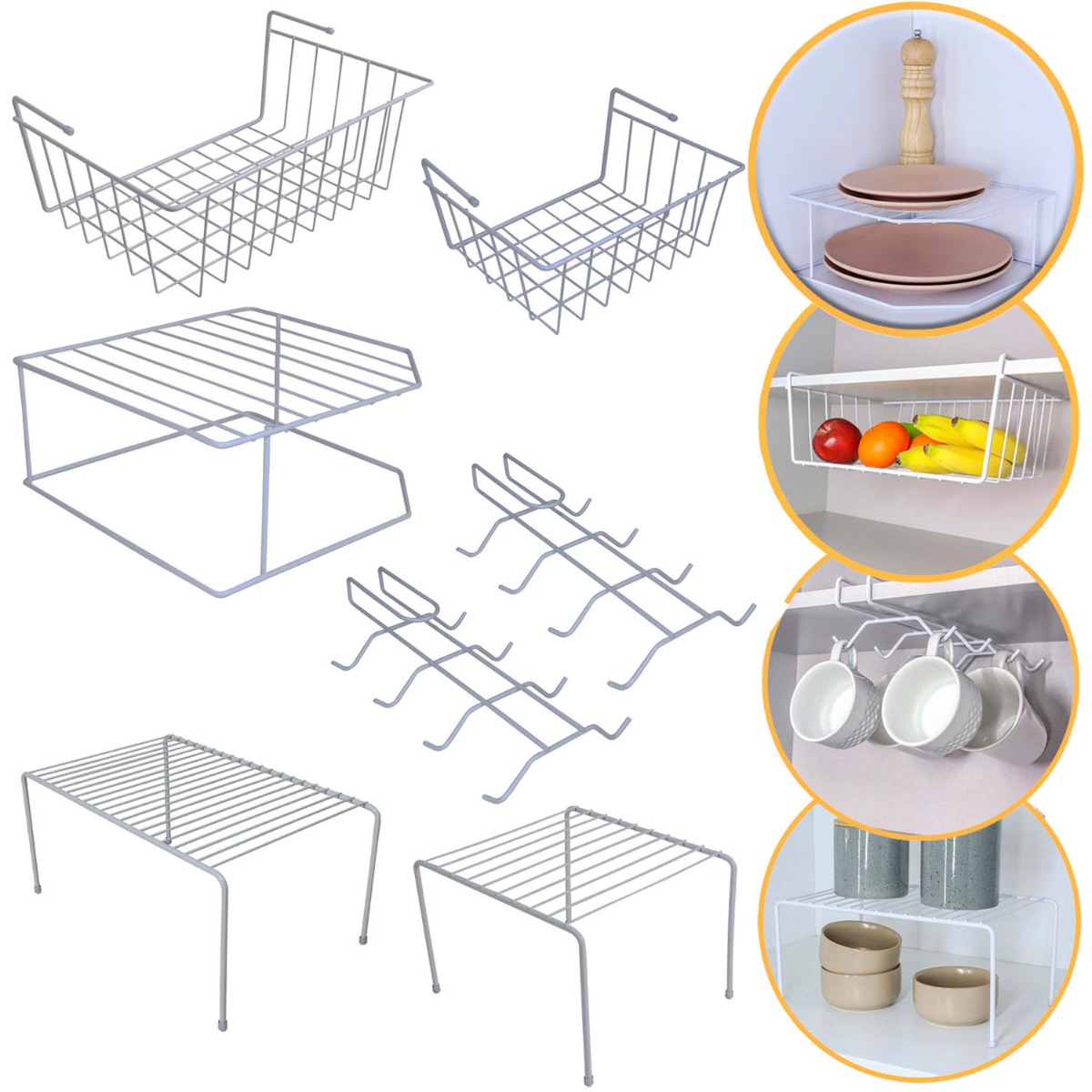 Kit Organizador para Armário com 7 Peças Viena Branco | 02 BEL