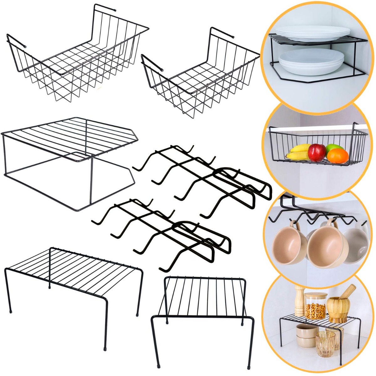 Kit Organizador para Armário com 7 Peças Viena Preto | 02 BEL