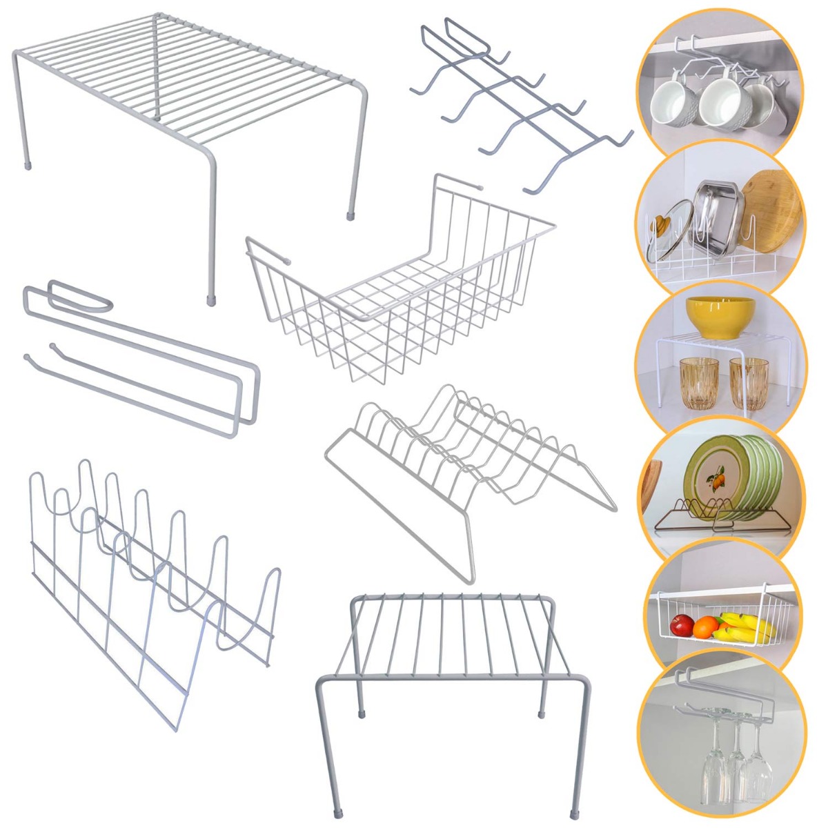 Kit Organizador para Armário com 7 Peças Viena Branco | 03 BEL