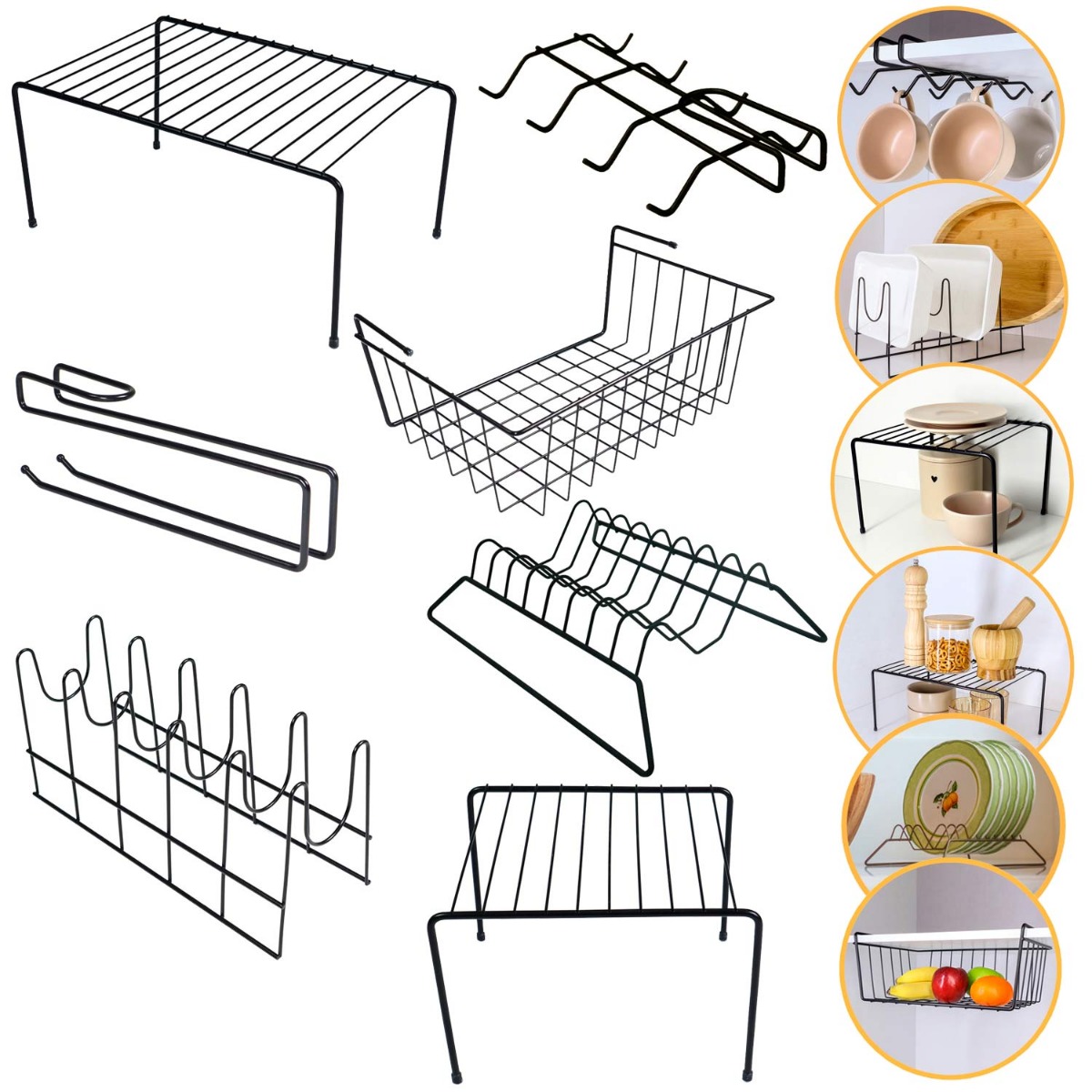 Kit Organizador para Armário com 7 Peças Viena Preto | 03 BEL