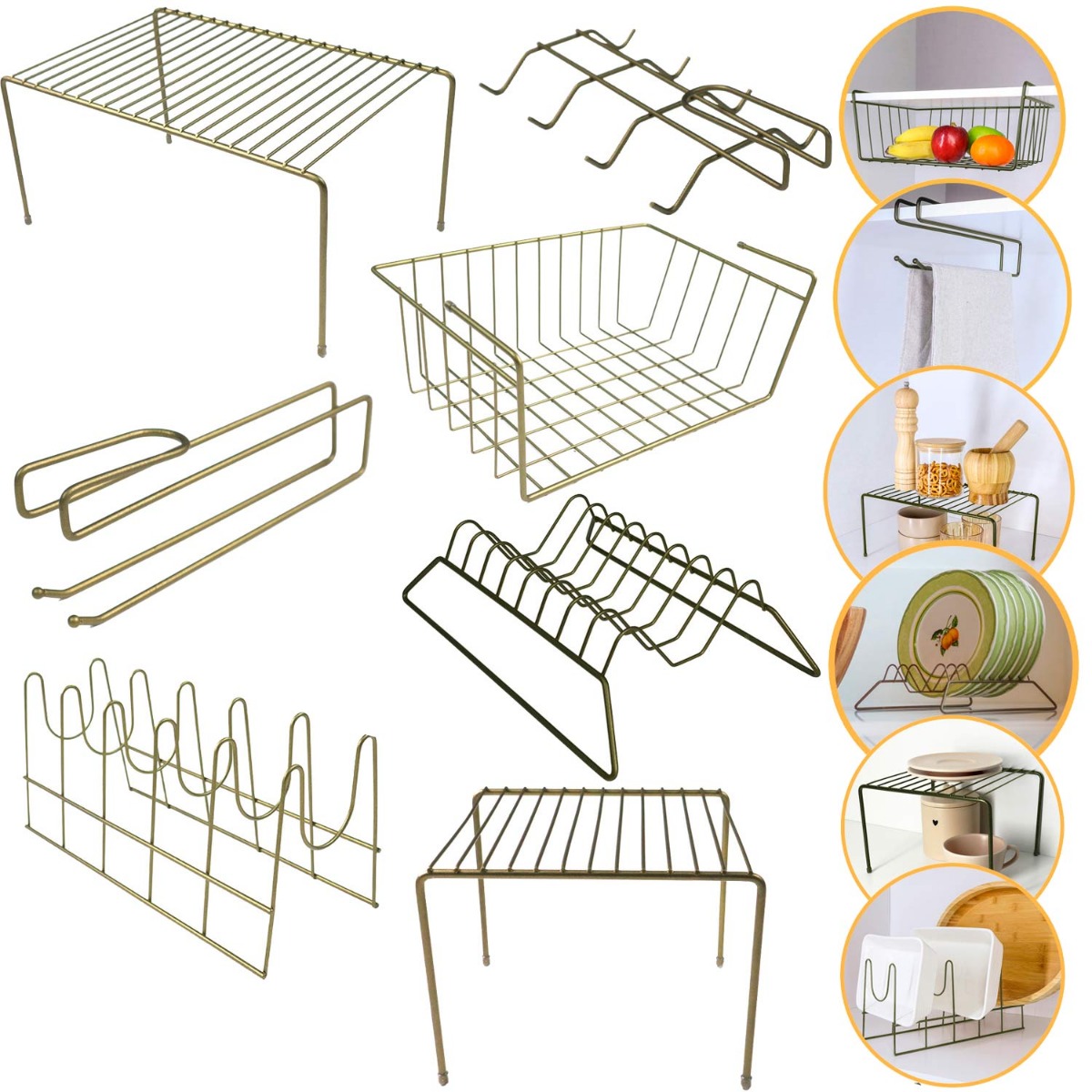 Kit Organizador para Armário com 7 Peças Viena Verde Oliva | 03 BEL