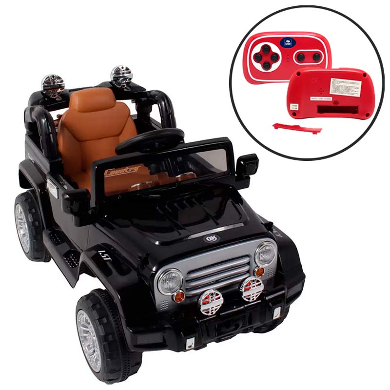 Carro Elétrico Jipe Trilha 12V Preto com Controle Remoto 927607 BEL