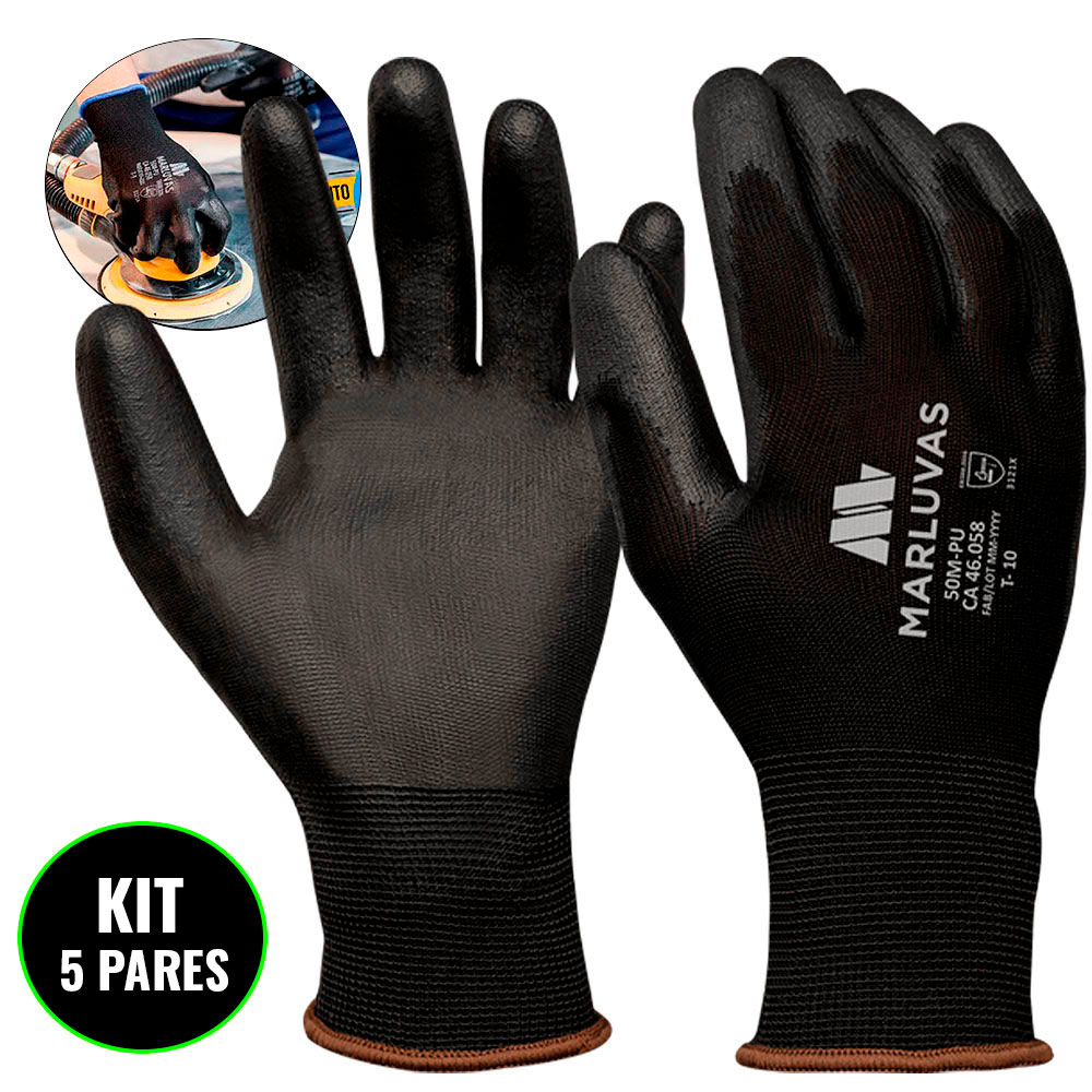 Kit 5 Luvas Supertato Multiuso Multi M PU 801008 MARLUVAS