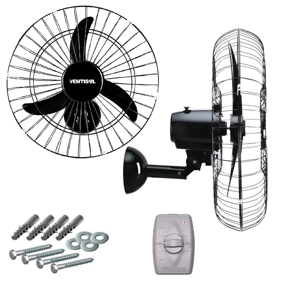 Ventilador de Parede Oscilante 50 CM BIVOLT 200W VENTISOL + Parafusos