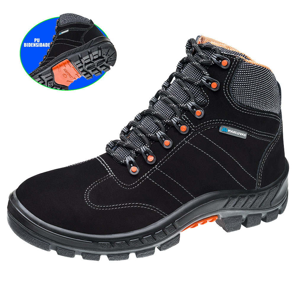 Botina de Segurança em Couro Nobuck com Solado PU Bidensidade 75BPR29 MSP 700347 MARLUVAS