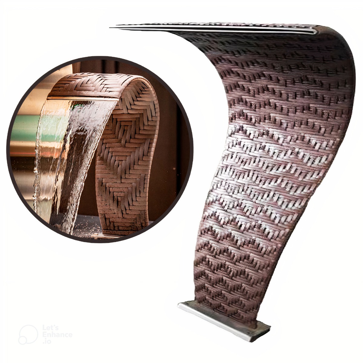 Cascata para Piscina 70 x 38 CM Aço Inox Revestida em Junco Naja Média EVALD