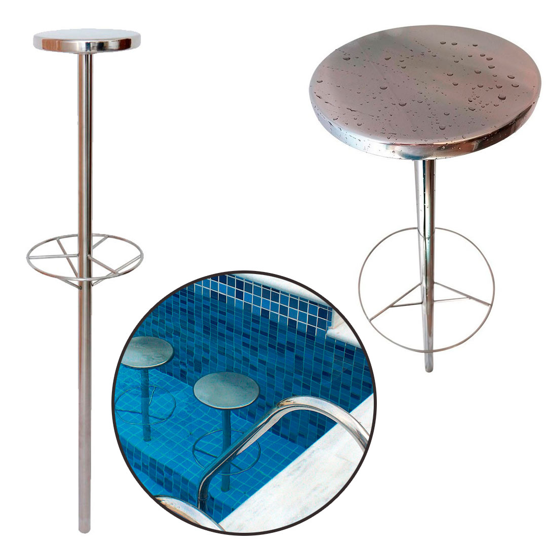 Banco Inox para Piscina Bar Molhado 25 CM x 140 CM EVALD
