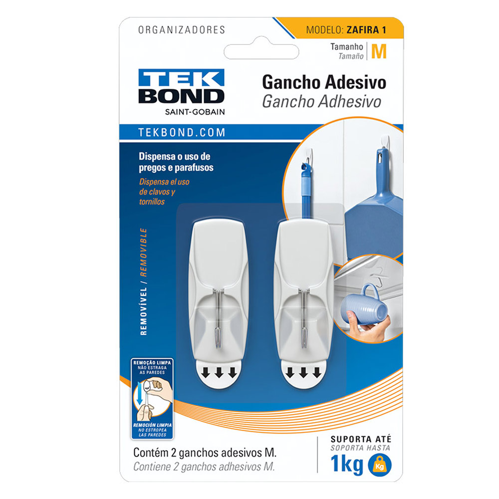 Gancho Adesivo para Casa Zafira M Multiuso 20801000603 TEKBOND