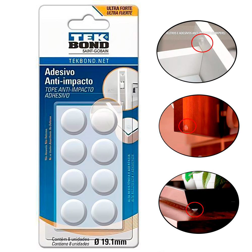 Adesivo Silicone Anti-Impacto Multiuso para Casa Bumper M 8 unidades 23401019100 TEKBOND