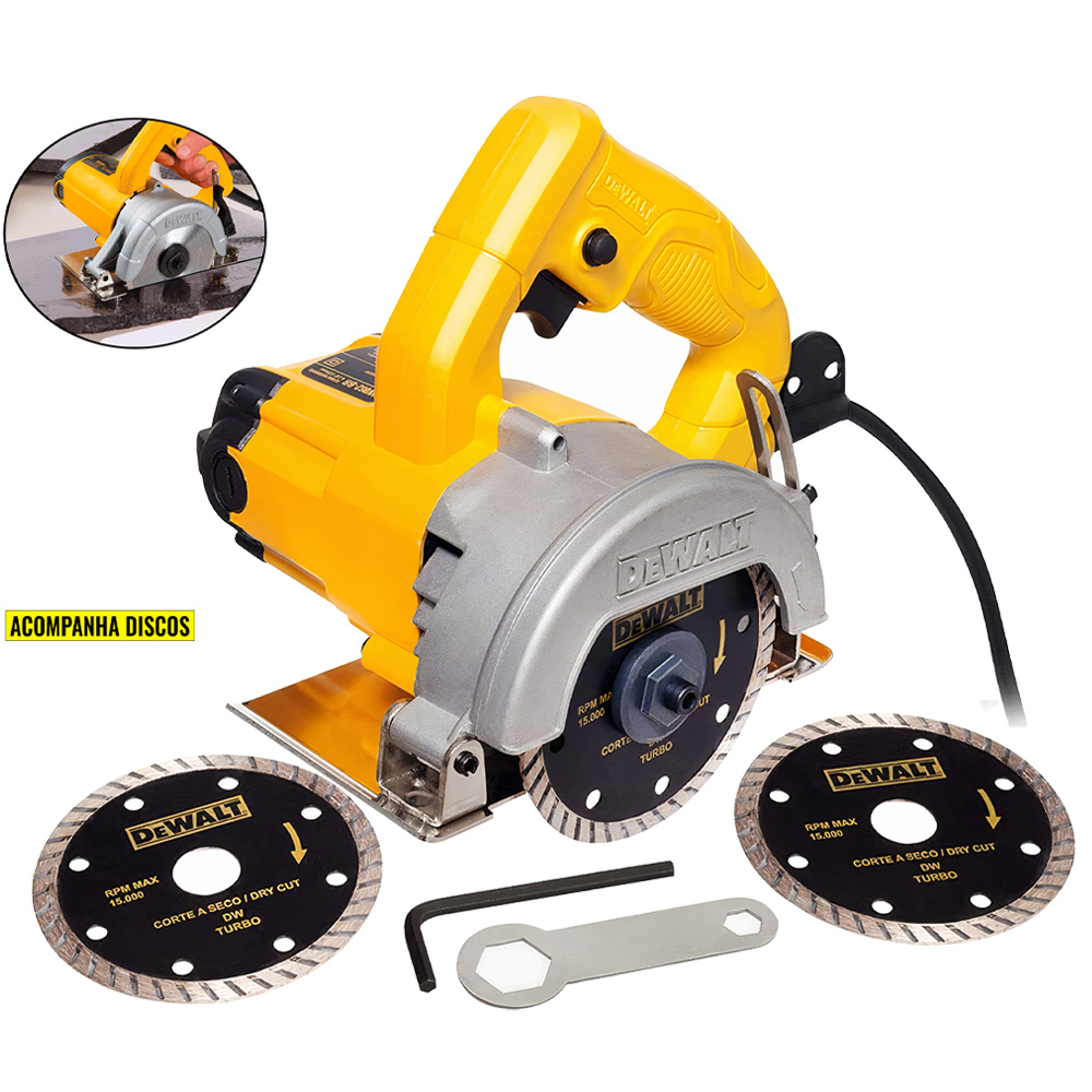Serra Mármore 4.7/8 POL 1.400w com 3 Discos DW862WA DEWALT