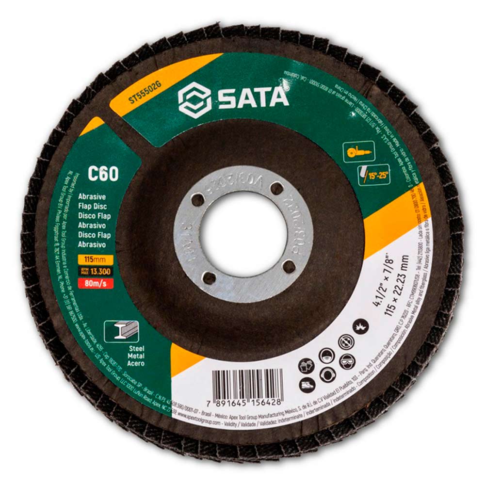 Disco de Lixa FLAP Abrasivo Metal 4.1/2 Polegada Grão 60 ST55502G SATA