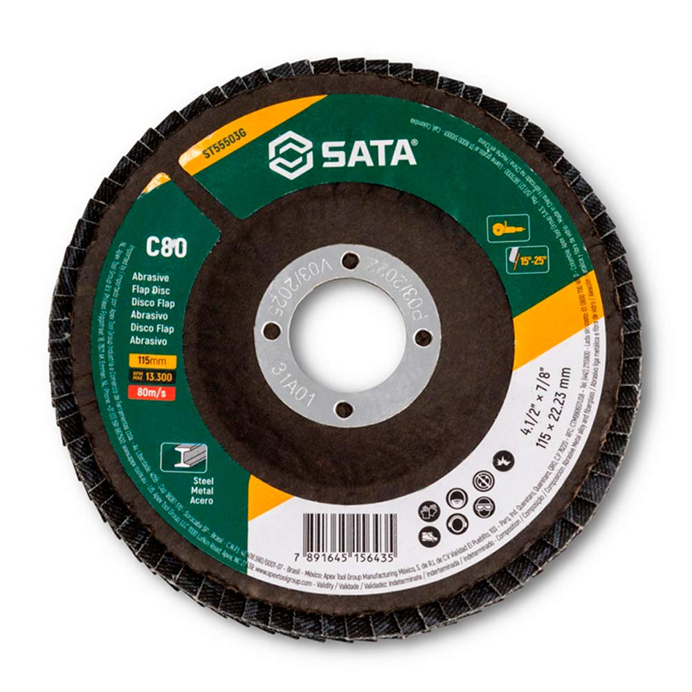 Disco de Lixa FLAP Abrasiva Metal 4.1/2 Polegada Grão 80 ST55503G SATA