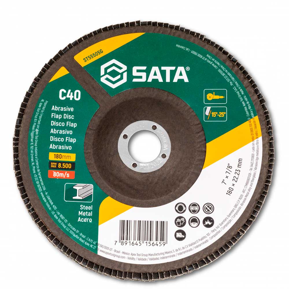 Disco de Lixa FLAP Abrasivo Metal 7 Polegada Grão 40 ST55505G SATA