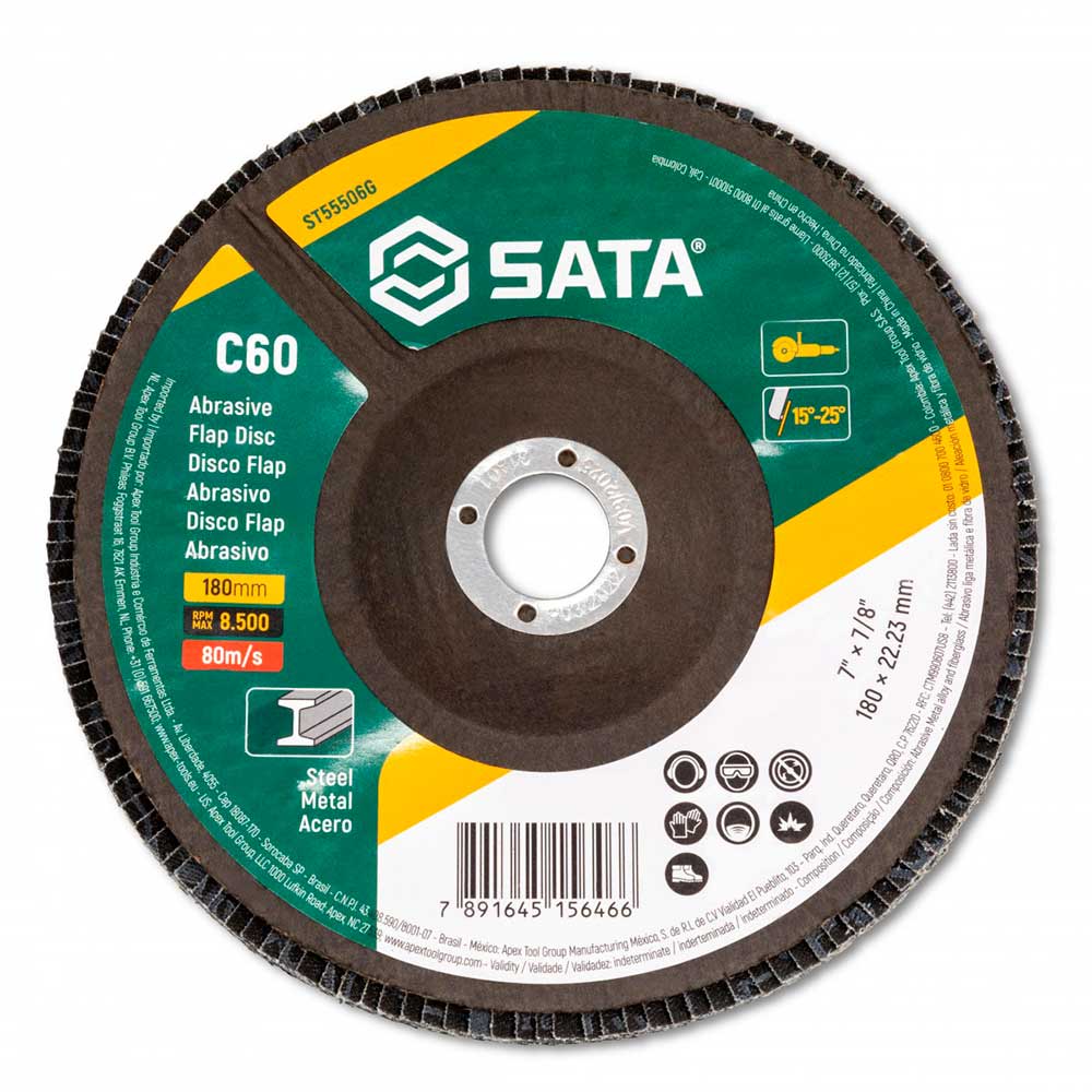 Disco de Lixa FLAP Abrasivo Metal 7 Polegada Grão 60 ST55506G SATA