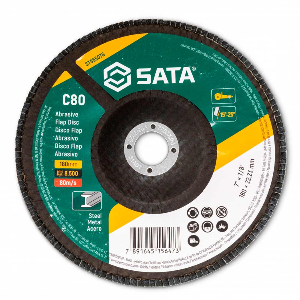 Disco de Lixa FLAP Abrasivo Metal 7 Polegadas Grão 80 ST55507G SATA