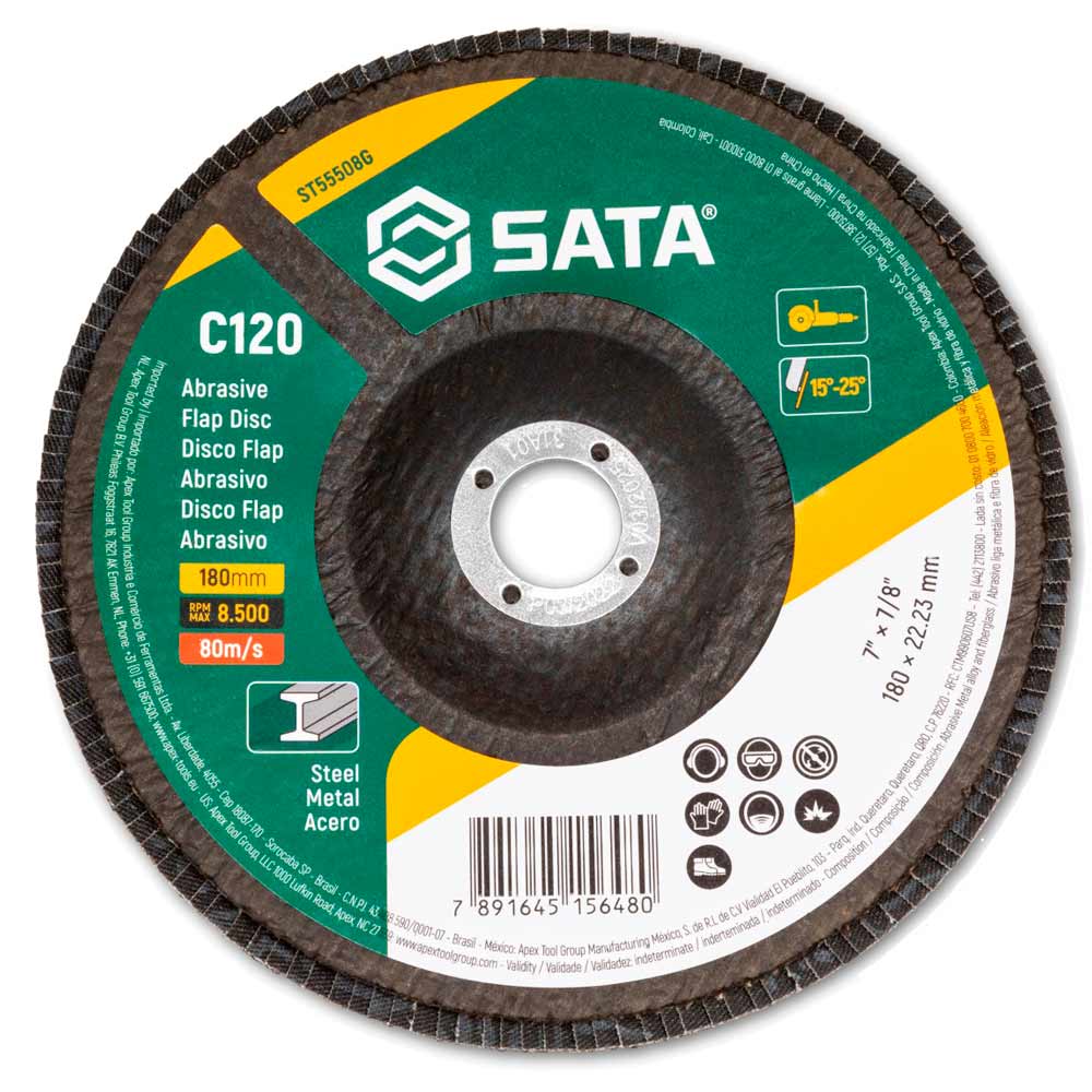 Disco de Lixa FLAP Abrasiva Metal 7 Polegadas Grão 120 ST55508G SATA