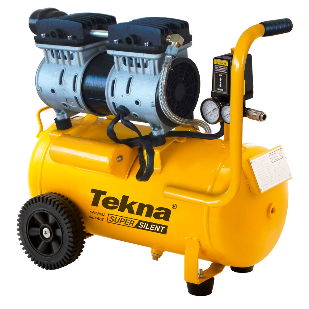Compressor de Ar 1,5 HP 20 Litros Cps6022/20l 5,3 Pés Silencioso Isento de Óleo 1012011 TEKNA