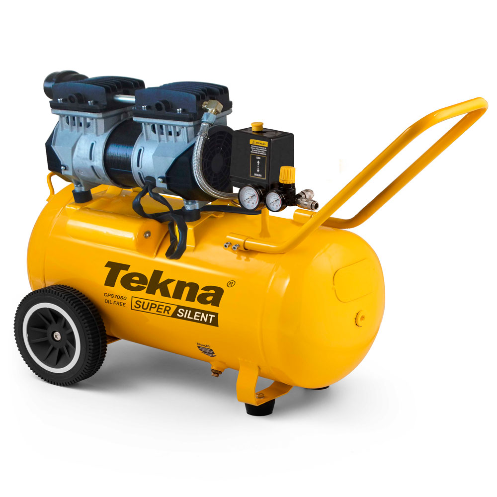 Compressor de Ar Silencioso 1,8 HP Isento de óleo 6,4 Pés 50 Litros CSP7050/50L TEKNA