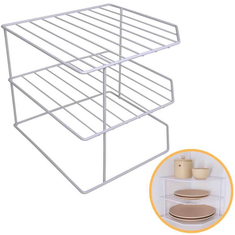 Organizador Porta Pratos Horizontal Viena 3 Níveis em Aço Branco 990801 BEL