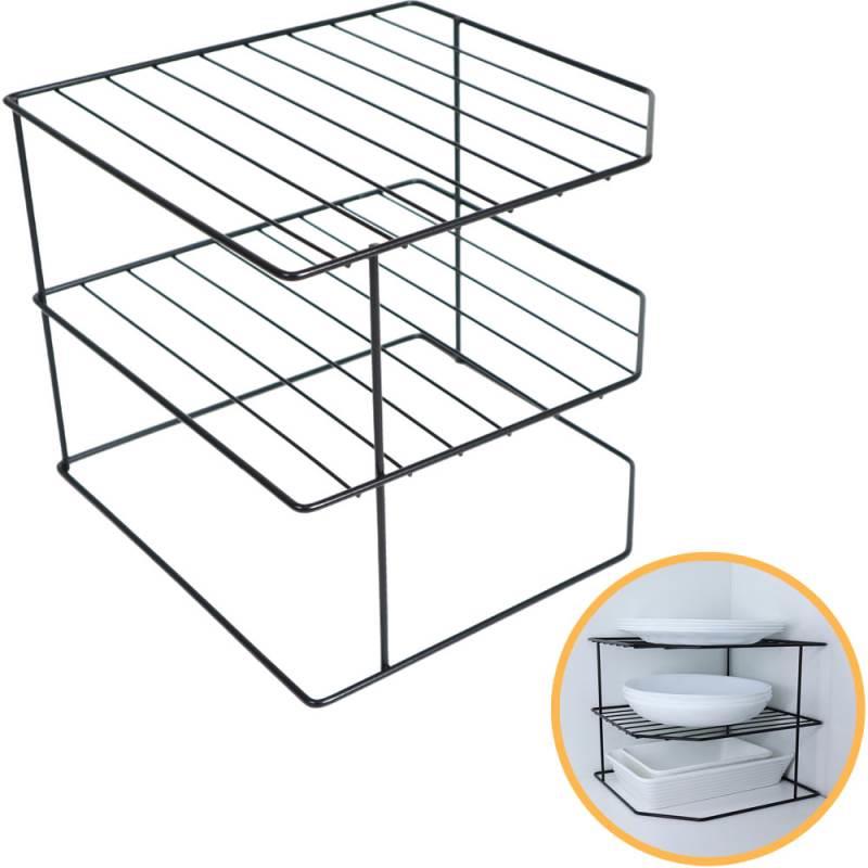 Organizador Porta Pratos Horizontal Viena 3 Níveis em Aço Preto 990807 BEL