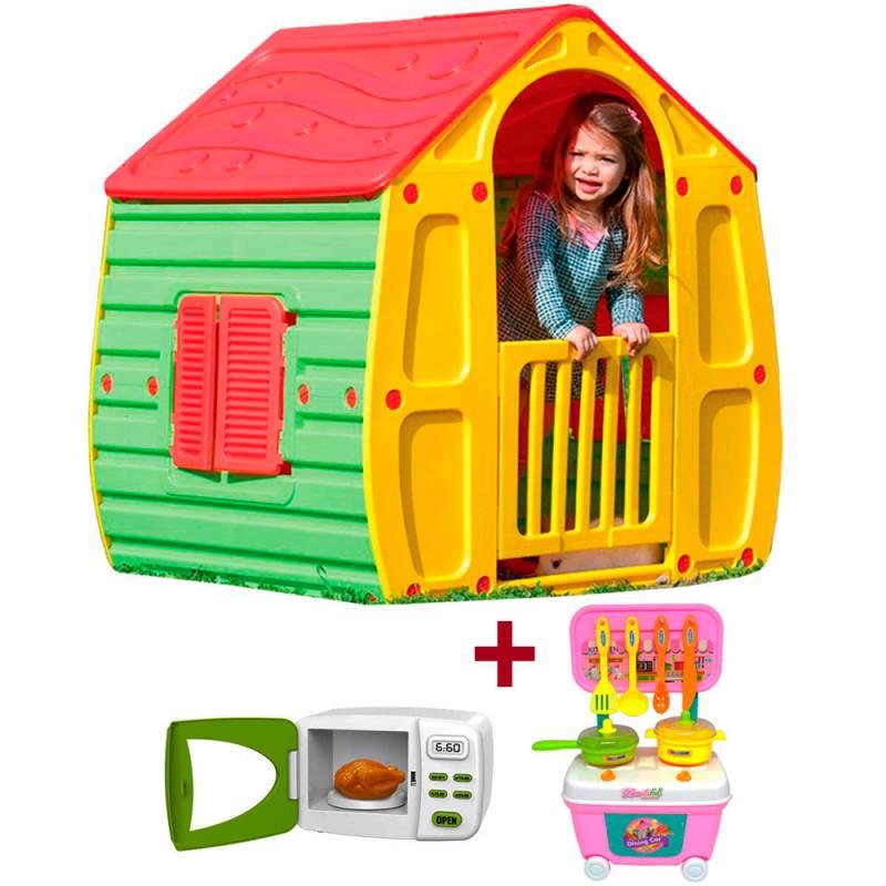 Casinha de Brinquedo Magical + Mini Micro-ondas + Mini Kit Chef BEL