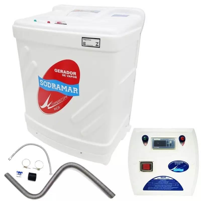 Gerador de Vapor Inox para Sauna 12.0Kw 220V Trifásico c/ Quadro Digital e Kit Acessórios SODRAMAR