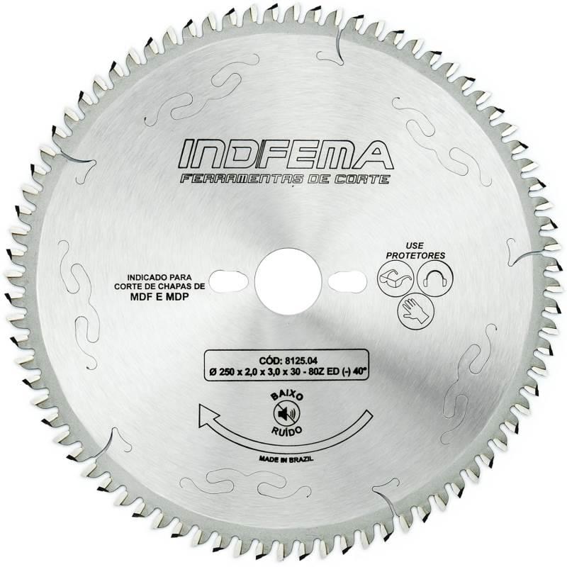 Disco de Serra Circular de Widea HW 10 POL 250 MM 80 Dentes p/ MDF Baixo Ruído ED 40° 8125.04 INDFEM