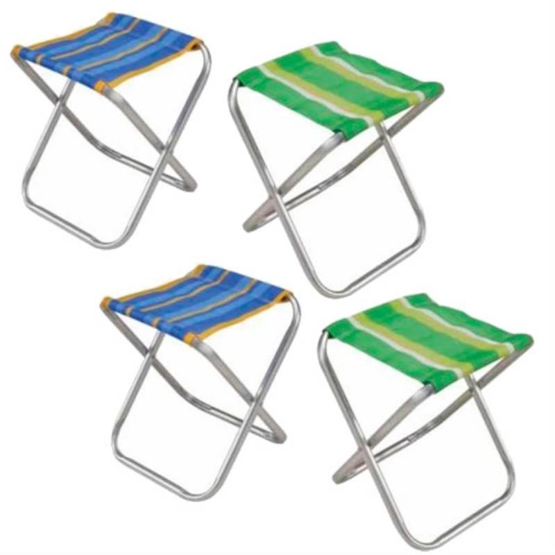 Banqueta de Alumínio Dobrável Praia Pesca Camping Kit com 4 Peças BEL