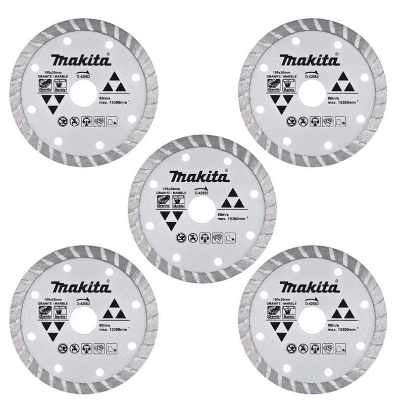 Disco de Corte Diamantado 4.1/8 POL 105 MM P/ Mármore e Granito D-42553 com 5 Unidades MAKITA