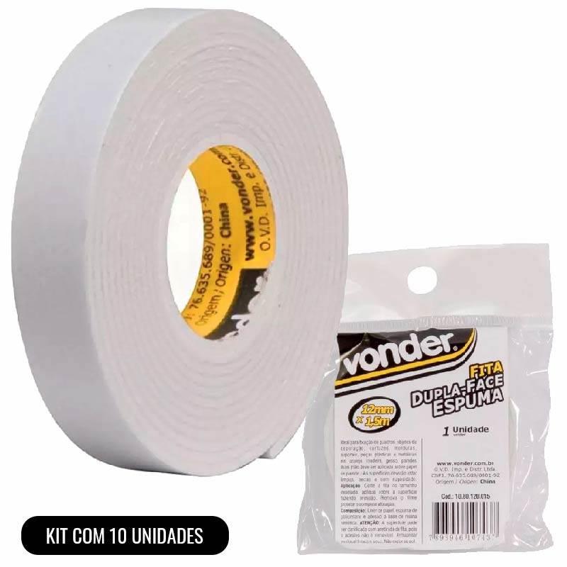 Fita Dupla Face de Espuma 12 MM x 1.5 Metros Kit 10 Unidades VONDER