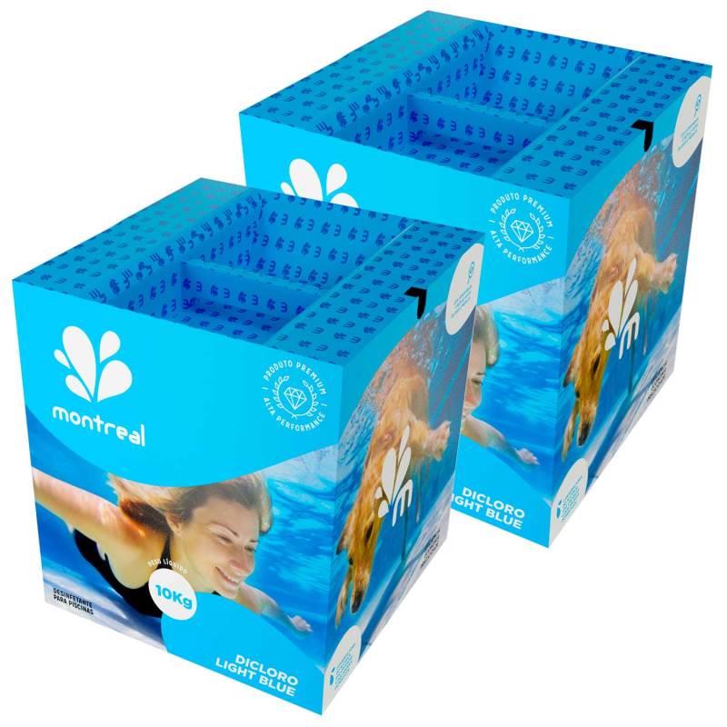 Cloro Granulado Dicloro de Sódio p/ Piscinas e Hidrotanques Light Blue 10 KG c/ 2 Unidades MONTREAL