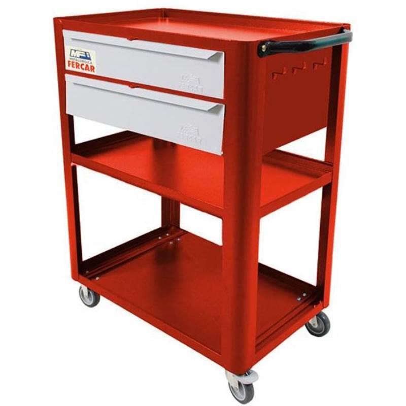 Carrinho para Ferramentas 120 KG com 2 Gavetas C-03 Vermelho FERCAR