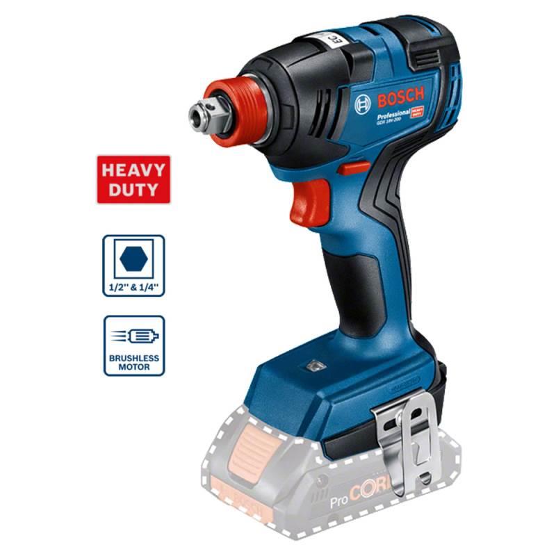 Chave de Impacto à Bateria 18V BRUSHLESS Mandril 2 em 1 sem Bateria e Carregador GDX18V-200 BOSCH
