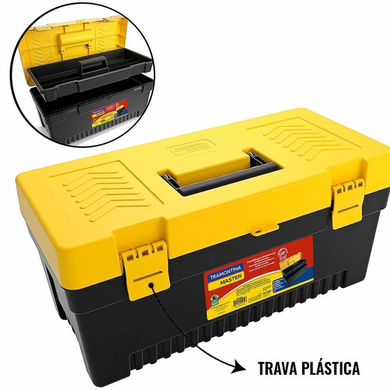 Caixa Para Ferramentas 20 Pol Plástica com Fecho e Bandeja Removível 43804020 TRAMONTINA