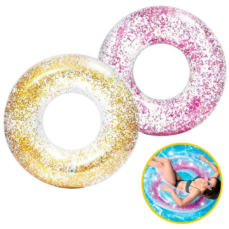 Bóia Inflável Glitter Transparente Cores Variadas INTEX