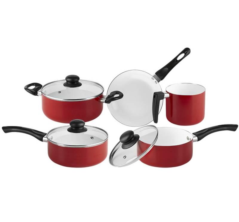 Jogo de Panelas 5 Peças Cerâmico Roma Antiaderente c/ Tampa de Vidro PAN06VM HAUSKRAFT