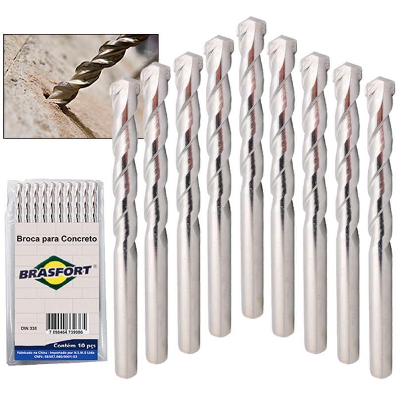 Kit 10 Brocas para Concreto 4 MM 7575 BRASFORT