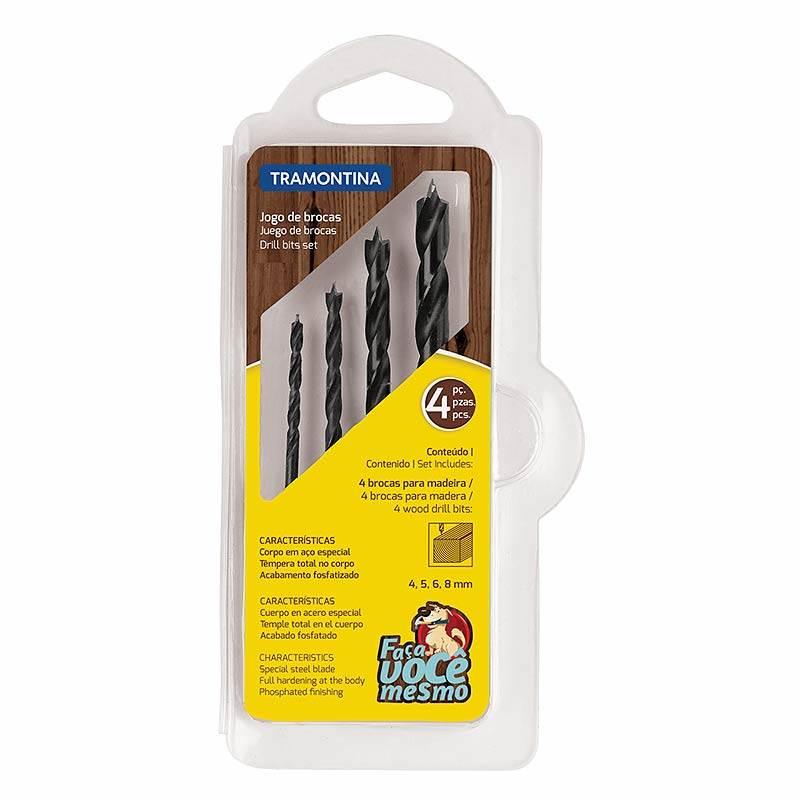 Broca Para Madeira 4 a 8MM Com 4 Peças 43408509 TRAMONTINA