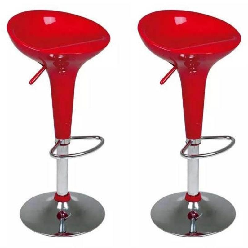 Banqueta Lótus com Base Giratória e Ajuste de Altura Vermelho Cereja com 2 Peças MOR