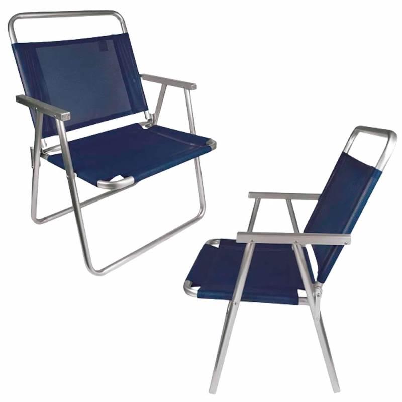 Cadeira de Praia e Piscina Oversize 140 KG Alumínio Alta Kit Com 2 Peças MOR