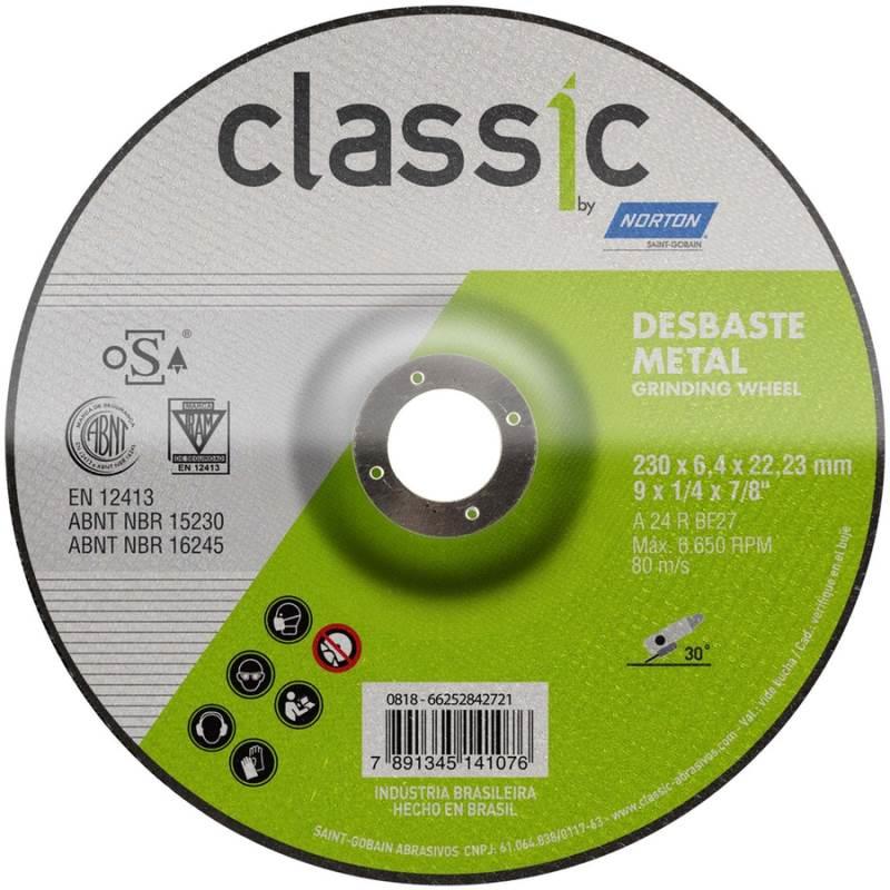 Disco de Desbaste Metal 9 POL x 6.4 MM Furo 7/8 POL Classic NORTON