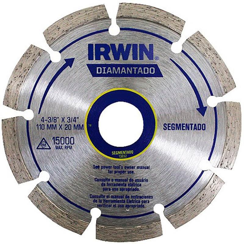 Disco de Corte Diamantado 4.3/8 POL Segmentado p/ Concreto 110x20MM 13892 IRWIN