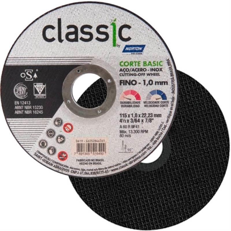 Disco de Corte 4.1/2 POL x 1.0 MM Aço Inox Furo 7/8 POL Classic Corte Basic NORTON