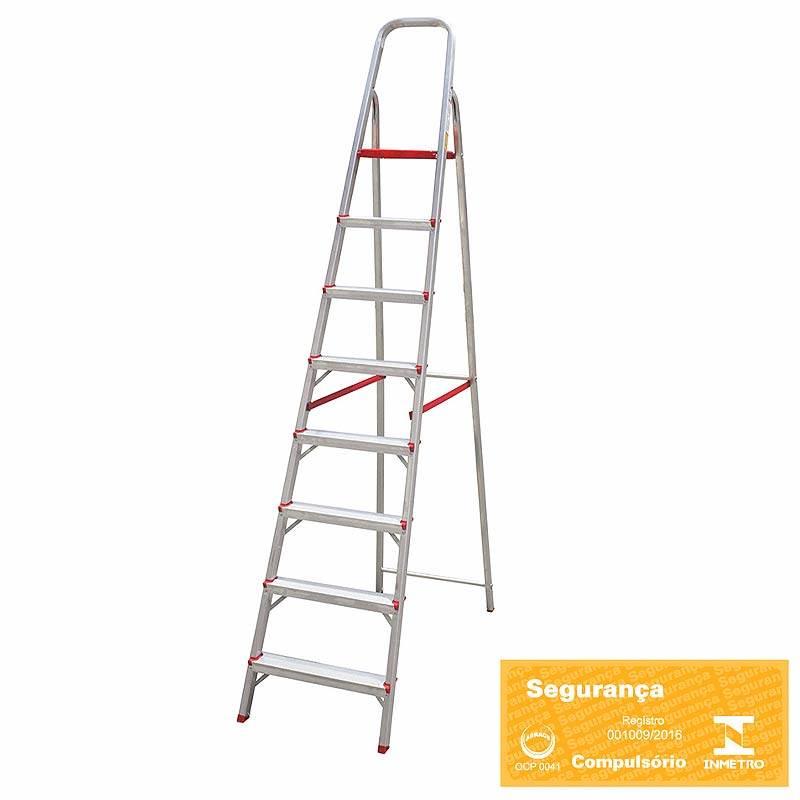 Escada de Alumínio Doméstica 8 Degraus 1.75 Metros ESC0067 BOTAFOGO