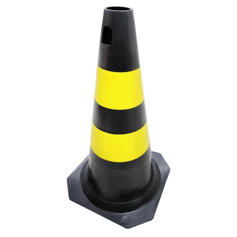 Cone Sinalizador Rígido PLT de PVC Amarelo e Preto 50 CM PLASTCOR